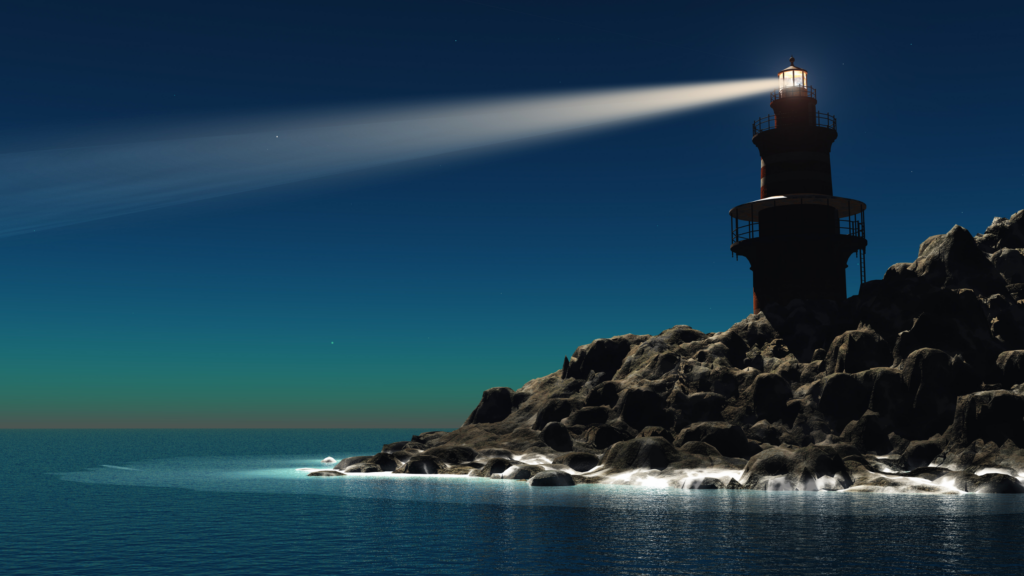 A lighthouse at night, symbolises the search for Data NED